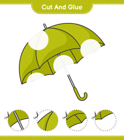 Cut and glue, cut parts of Umbrella and glue them. Educational children game, printable worksheet, vector illustrationのイラスト素材
