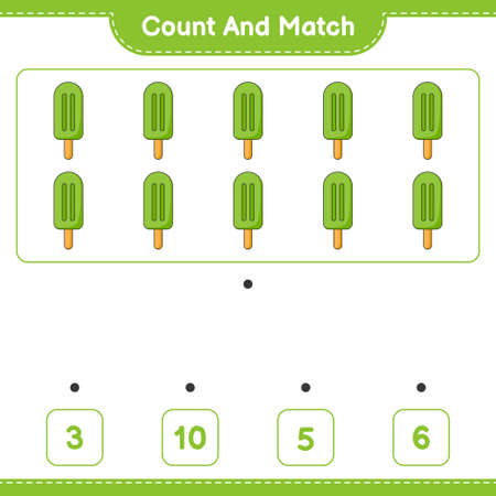 Count and match, count the number of Ice Cream and match with the right numbers. Educational children game, printable worksheet, vector illustrationのイラスト素材