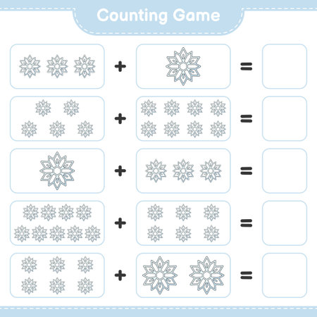 Counting game, count the number of Snowflake and write the result. Educational children game, printable worksheet, vector illustrationのイラスト素材