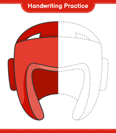 Handwriting practice. Tracing lines of Boxing Helmet. Educational children game, printable worksheet, vector illustrationのイラスト素材