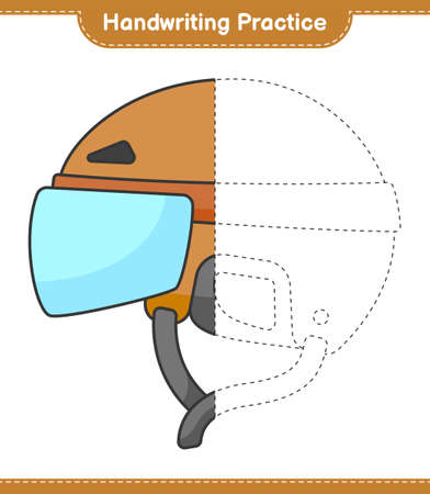 Handwriting practice. Tracing lines of Hockey Helmet. Educational children game, printable worksheet, vector illustrationのイラスト素材