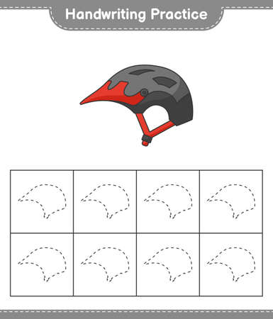 Handwriting practice. Tracing lines of Bicycle Helmet. Educational children game, printable worksheet, vector illustrationのイラスト素材