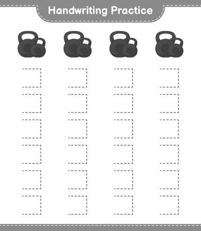 Handwriting practice. Tracing lines of Dumbbell. Educational children game, printable worksheet, vector illustrationのイラスト素材