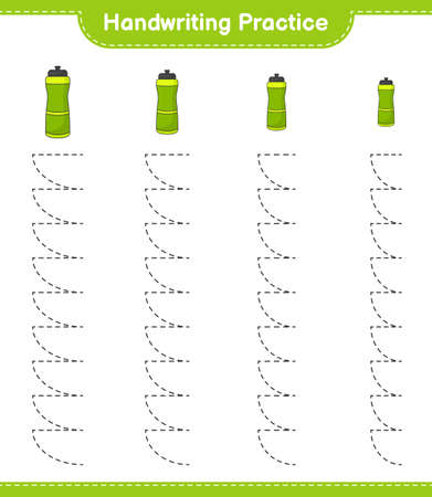 Handwriting practice. Tracing lines of Sport Water Bottle. Educational children game, printable worksheet, vector illustrationのイラスト素材