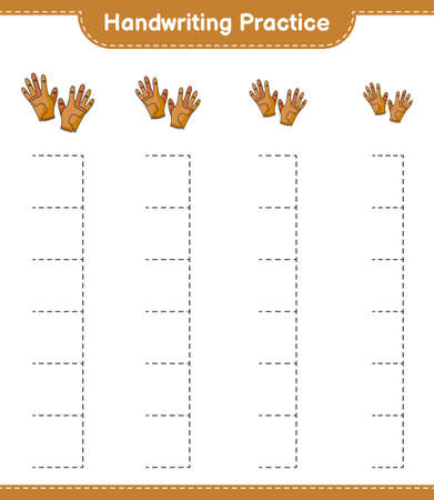 Handwriting practice. Tracing lines of Golf Gloves. Educational children game, printable worksheet, vector illustrationのイラスト素材
