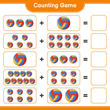 Count and match, count the number of Volleyball and match with the right numbers. Educational children game, printable worksheet, vector illustrationのイラスト素材