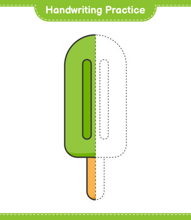 Handwriting practice. Tracing lines of Ice Cream. Educational children game, printable worksheet, vector illustrationのイラスト素材
