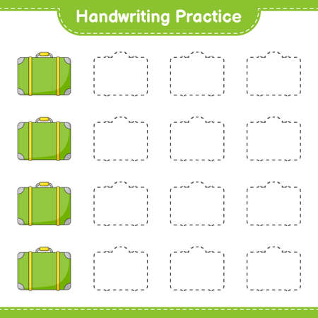 Handwriting practice. Tracing lines of Luggage. Educational children game, printable worksheet, vector illustrationのイラスト素材