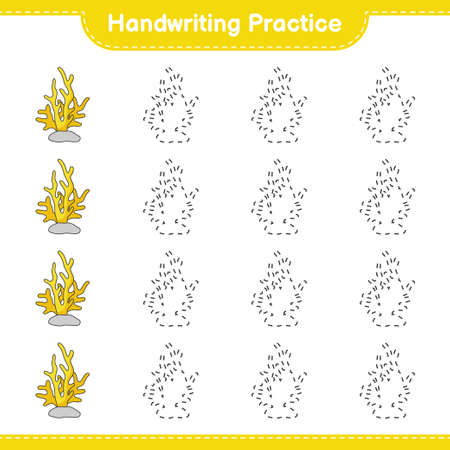 Handwriting practice. Tracing lines of Coral. Educational children game, printable worksheet, vector illustrationのイラスト素材