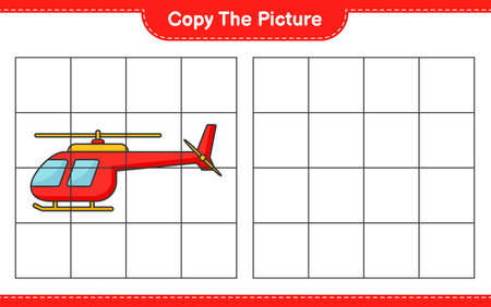Copy the picture, copy the picture of Helicopter using grid lines. Educational children game, printable worksheet, vector illustrationのイラスト素材