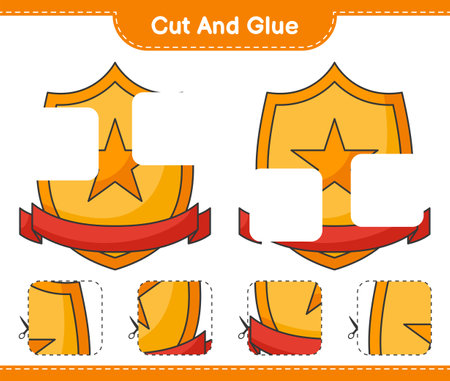 Cut and glue, cut parts of Trophy and glue them. Educational children game, printable worksheet, vector illustrationのイラスト素材