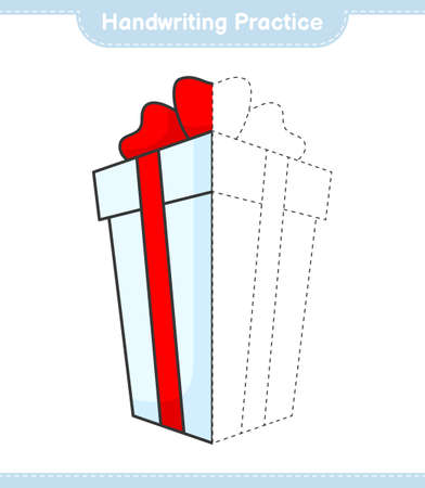 Handwriting practice. Tracing lines of Gift Box. Educational children game, printable worksheet, vector illustrationのイラスト素材