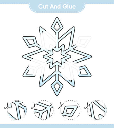 Cut and glue, cut parts of Snowflake and glue them. Educational children game, printable worksheet, vector illustrationのイラスト素材