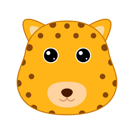 Cute Leopard face isolated on white backgroundのイラスト素材