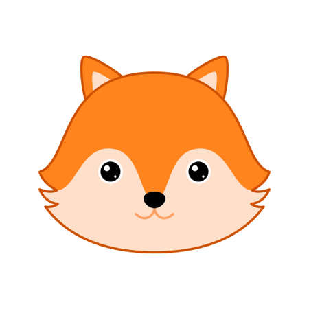 Cute Fox face isolated on white backgroundのイラスト素材