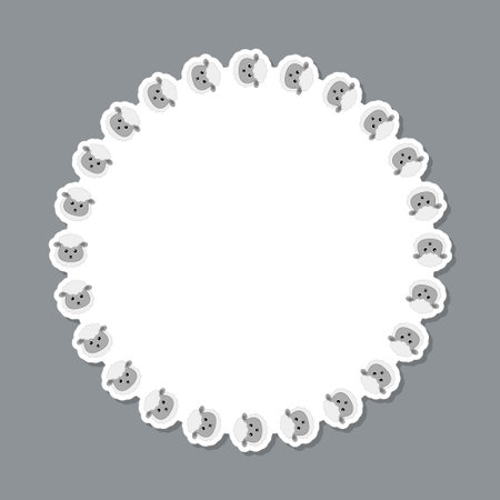 Sheep with round frame for banner, poster, and greeting cardのイラスト素材