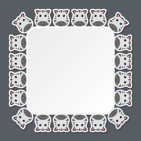 Zebra with square frame for banner, poster, and greeting cardのイラスト素材