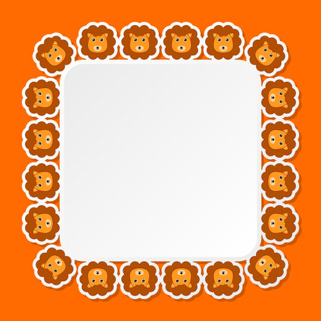 Lion with square frame for banner, poster, and greeting cardのイラスト素材