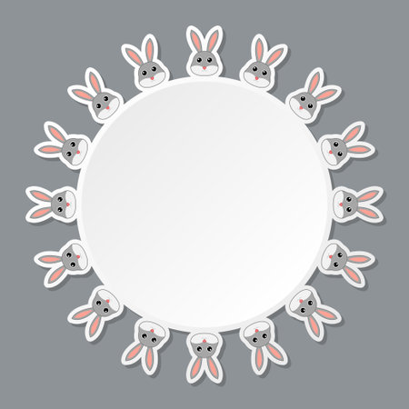 Rabbit with round frame for banner, poster, and greeting cardのイラスト素材