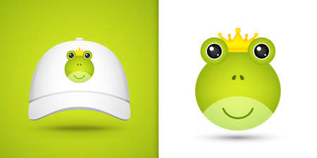 Frog head on white baseball capのイラスト素材