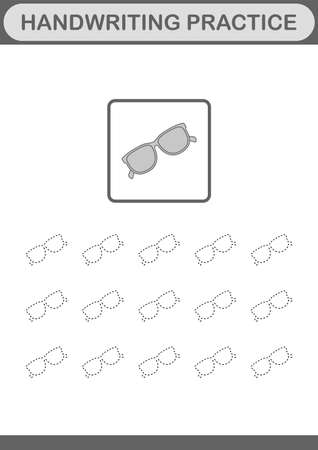 Handwriting practice with Glasses. Worksheet for kidsのイラスト素材