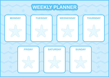 Daily and weekly planner with Starfishのイラスト素材