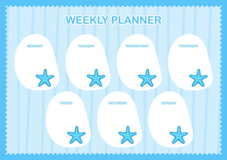 Daily and weekly planner with Starfishのイラスト素材