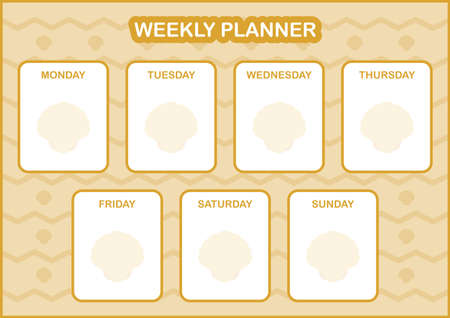 Daily and weekly planner with Seashellのイラスト素材