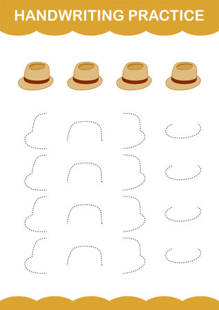 Handwriting practice with Fedora Hat. Worksheet for kidsのイラスト素材