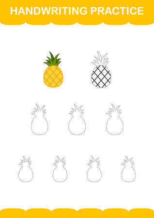 Handwriting practice with Pineapple. Worksheet for kidsのイラスト素材