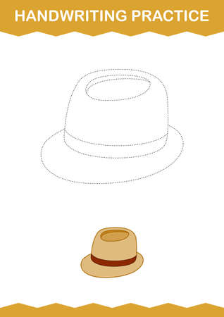 Handwriting practice with Fedora Hat. Worksheet for kidsのイラスト素材