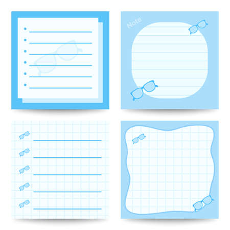 Set of square notepads with Glassesのイラスト素材