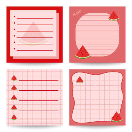 Set of square notepads with Watermelonのイラスト素材