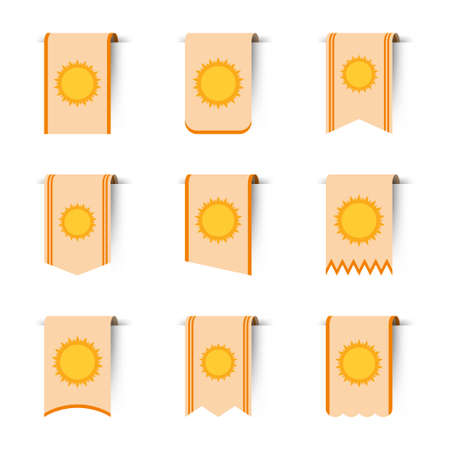 Set of colored bookmarks with Sunのイラスト素材
