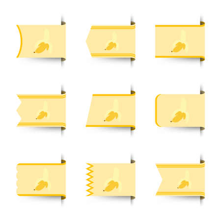 Set of colored bookmarks with Bananaのイラスト素材