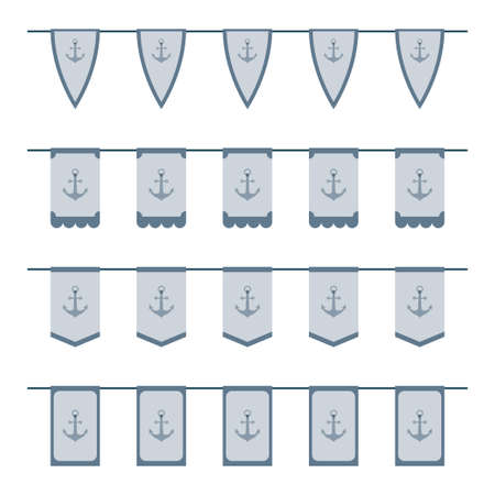Set of colored Flags with Anchorのイラスト素材