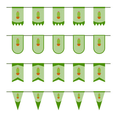 Set of colored Flags with Cactusのイラスト素材