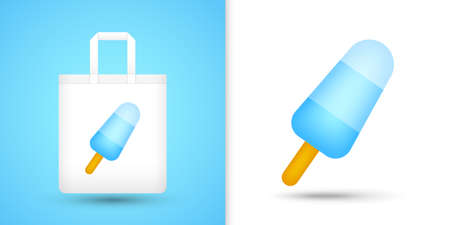 Ice Cream on white tote bag. Vector illustrationのイラスト素材