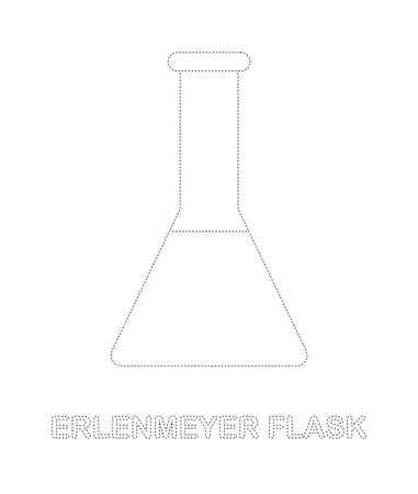 Erlenmeyer Flask tracing worksheet for kidsのイラスト素材