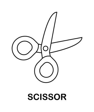 Coloring page with Scissor for kidsのイラスト素材
