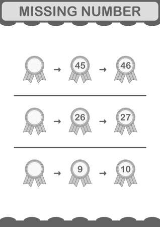 Missing number with Award Medal. Worksheet for kidsのイラスト素材
