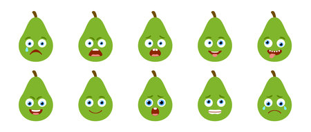 Emoticon of cute Avocado. Isolated vector set