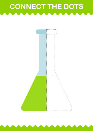Connect the dots Erlenmeyer Flask. Worksheet for kidsのイラスト素材