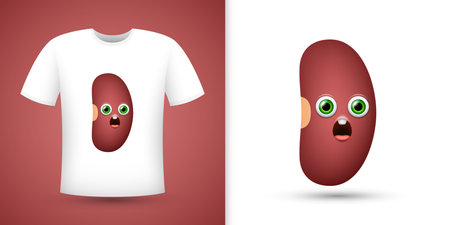 Kidney Bean on white shirt. Vectorのイラスト素材