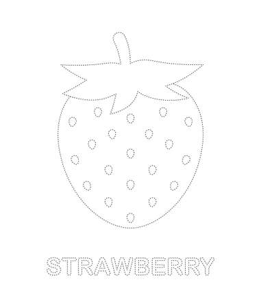 Strawberry tracing worksheet for kidsのイラスト素材