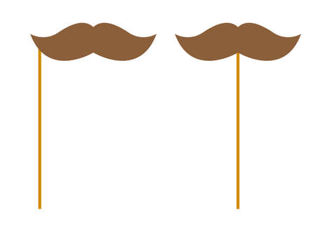 Mustache with wooden stick on white backgroundのイラスト素材