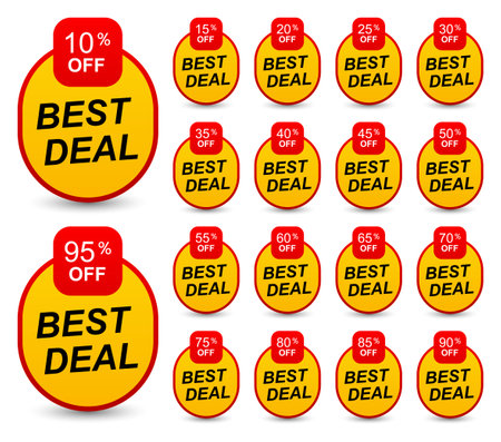 Sale and discount labels on white backgroundのイラスト素材
