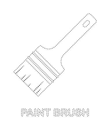 Paint brush tracing worksheet for kidsのイラスト素材