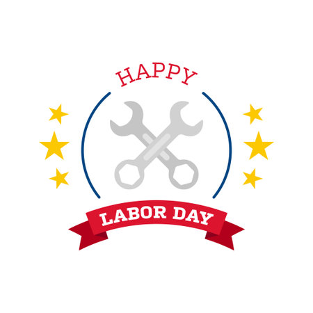 Happy Labor Day banner isolated on white backgroundのイラスト素材