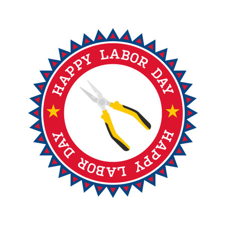 Happy Labor Day banner isolated on white backgroundのイラスト素材